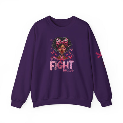 Breast Cancer Awareness Sweatshirt, In October We Wear Pink Crewneck, Pray Fight Believe Sweater