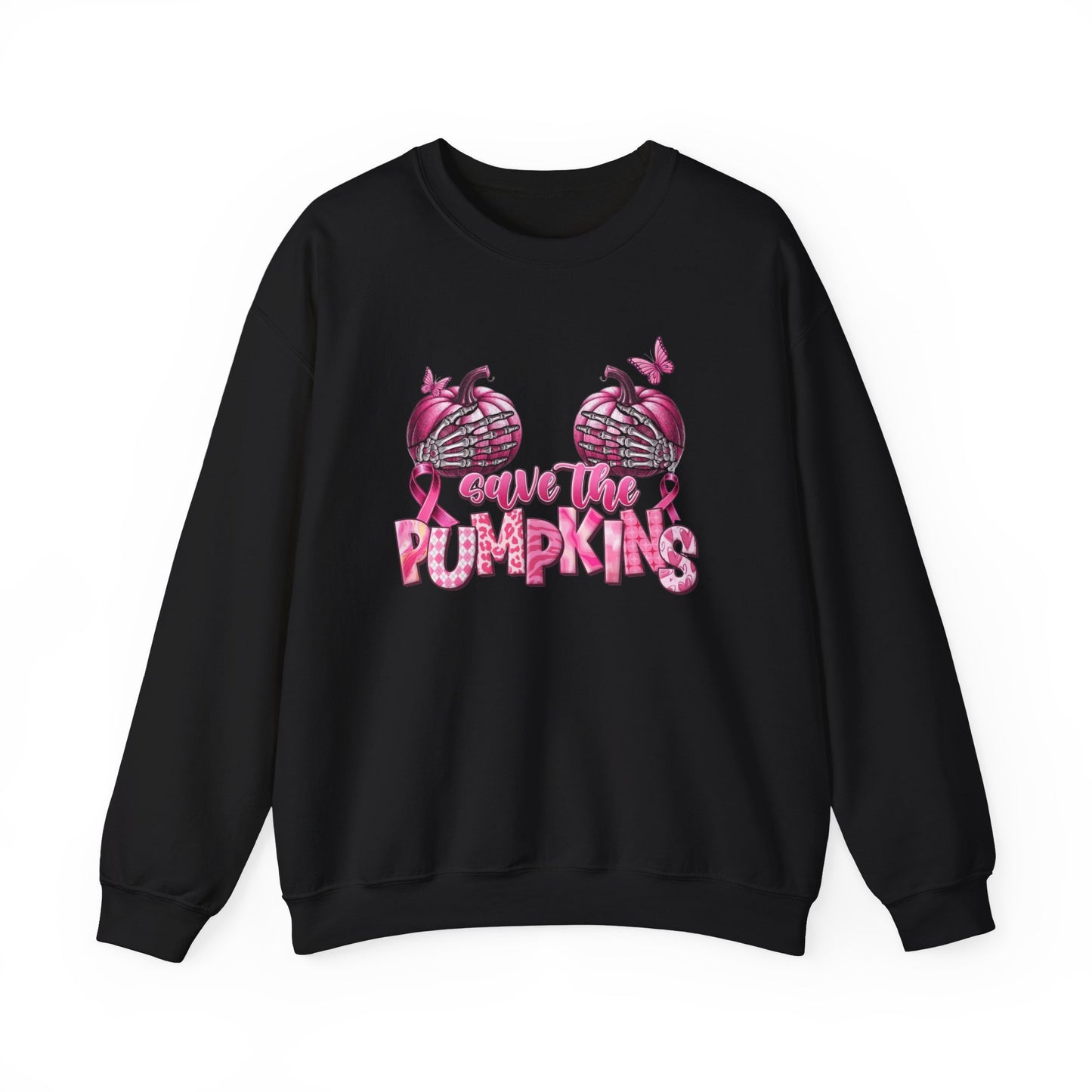 Breast Cancer Awareness Sweatshirt, In October We Wear Pink Crewneck, Save The Pumpkins Sweater