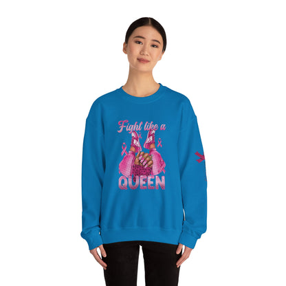 Breast Cancer Awareness Sweatshirt, In October We Wear Pink Crewneck, Fight Like A Queen Sweater