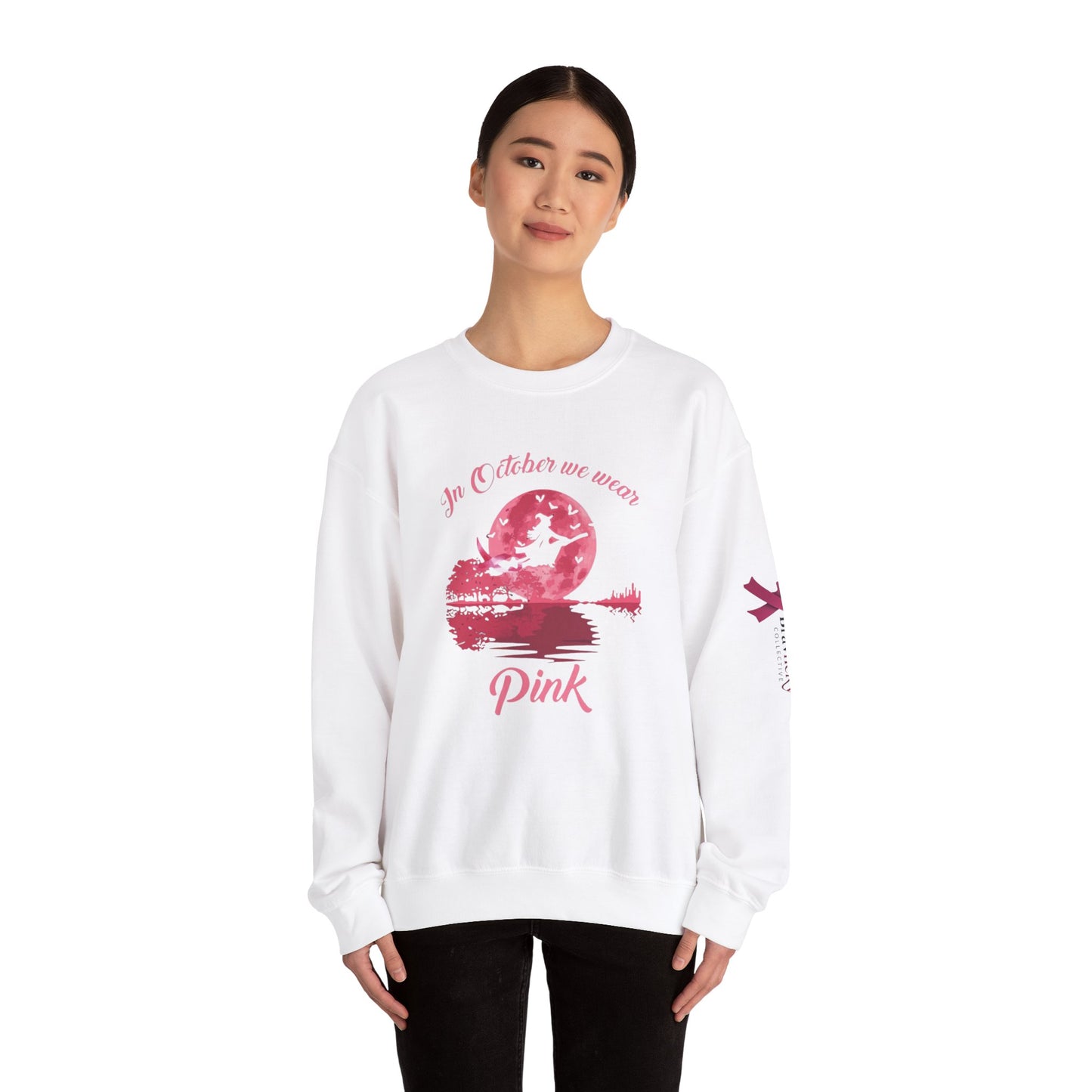 Breast Cancer Awareness Sweatshirt, In October We Wear Pink Crewneck, Witches Wear Pink Sweater